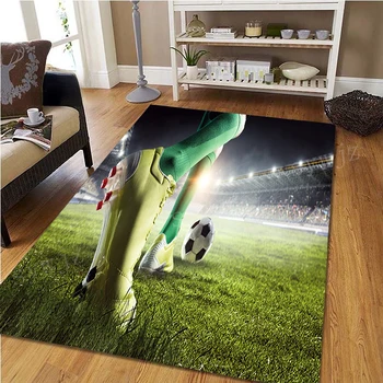 3D Визуальная печать футбольного поля Большой ковер Бейсбол Регби Мальчик Спальня Нескользящий коврик для пола Гостиная Коридор Зона Коврик для пола