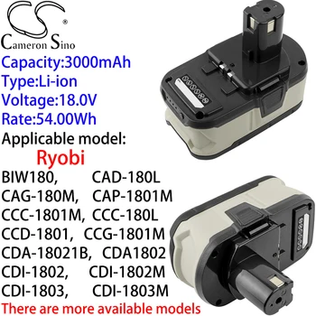 Аккумулятор Cameron Sino Ithium 3000 мАч 18,0 В для Ryobi CFP-180FM, CFP-180S, CFP-180SM, CHD-1801M, CHP-1802M, CHV-180L, CHV-18WDM