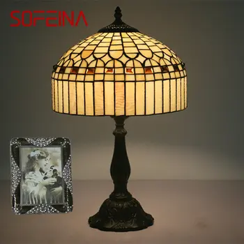 SOFEINA Современная креативная Стеклянная настольная лампа LED Modern Tiffany Настольный светильник Декор для фойе Гостиной Прикроватной тумбочки в спальне