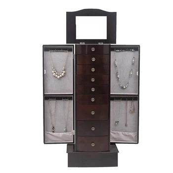 Шкаф для ювелирных изделий, Сундук для хранения ожерелья, подставка из орехового дерева, Органайзер, Склад в США