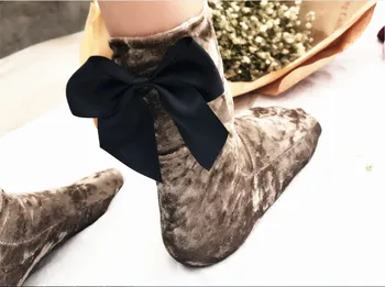 gtglad/Зимние Новые теплые женские носки, Новогодние Рождественские носки, креативный модный бархатный эластичный гольфик с галстуком-бабочкой, рождественские подарки