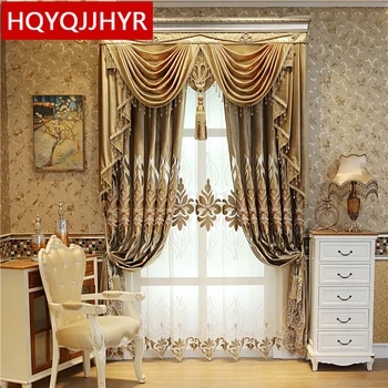 Европейские и американские королевские роскошные бархатные шторы для окна спальни с высококачественной вуалевой занавеской для гостиной виллы