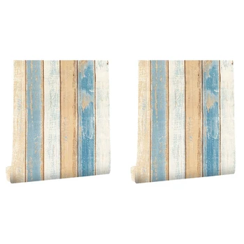 2X,6 м Виниловая 3D бумага с древесной зернистостью в средиземноморском стиле, самоклеящиеся обои, мебельные наклейки на стены