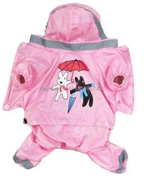 Розовый дождевик для кошек и собак с капюшоном, Светоотражающий дождевик для щенков, непромокаемая куртка для собак, мягкая дышащая сетчатая одежда для собак
