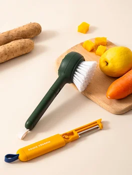 Щетка для чистки фруктов, Картофелечистка, Фруктовый нож, Подвесная щетка для фруктов и овощей двойного назначения, щетка для чистки кухонных инструментов
