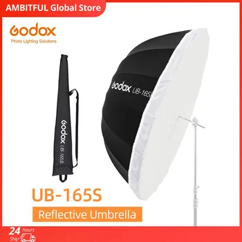 Godox UB-165S 65 дюймов 165 см Параболический Черный Светоотражающий Зонт Студийный Световой Зонт с Черным Серебристым Рассеивателем, Покрывающим Ткань