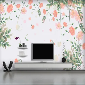Пользовательские 3D Современные настенные обои Зеленые Листья Акварель в скандинавском минималистичном стиле на фоне телевизора Обои для стен спальни