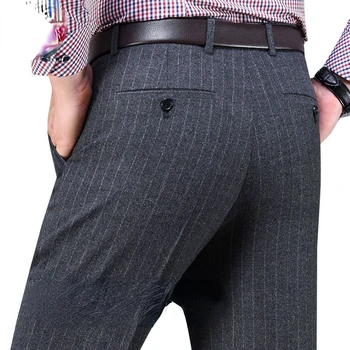 2022 Мужские Осенне-зимние Новые Плотные Теплые Официальные брюки, Мужские Прямые брюки с высокой талией, Мужские деловые повседневные брюки A443