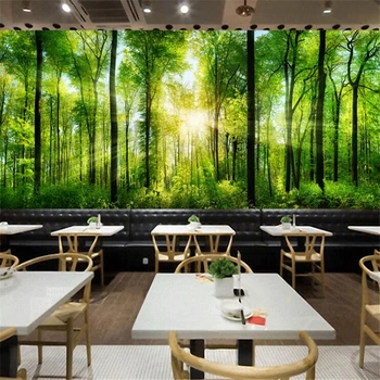 wellyu Пользовательские обои 3d фреска весенний лес солнечный свет деревья масляная живопись инструменты фон обои 3d papel de parede обои