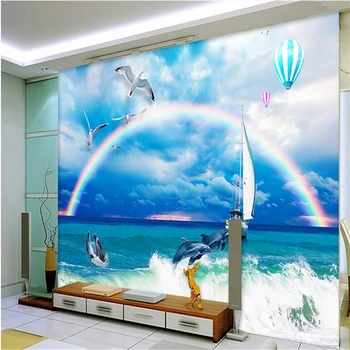 beibehang Большие пользовательские обои 3d rainbow love морская тема space papel de parede 3d para sala atacado papel parede