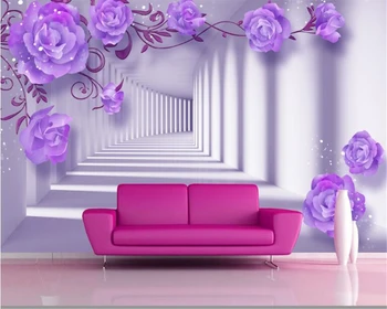 beibehang Обои на заказ домашний декор высококачественные шелковые креповые обои Фиолетовый Восточный Светло-Розовый Фон фреска из папье-маше