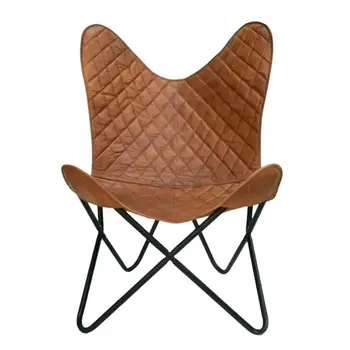 Кожаное кресло бабочка, винтажное сиденье ручной работы, коричневое покрытие из натуральной кожи для гостиной