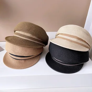 Японская шляпа газетчика в полоску контрастного цвета, женская летняя шляпа с защитой от солнца, оригинальная кепка Suefeng, простая кепка navycap