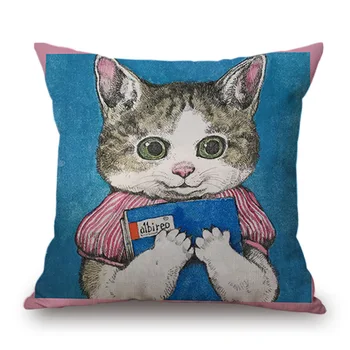Дизайнерский чехол для подушки Yuko Higuchi Cat, Милый питомец, Ручная роспись, наволочка для дивана, Квадратная подушка для спинки стула, ткань для украшения дома