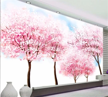 beibehang Индивидуальные обои 3D высокого класса красивые абстрактные цветы вишни свежие пейзажи мода ручная роспись фоновой стены