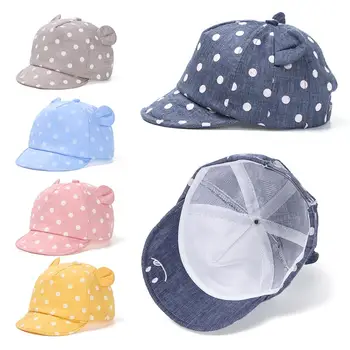 Лето-осень, от 6 до 24 месяцев, Уличная панама, детская солнцезащитная шляпа, детская бейсболка, кепка с заячьими ушками, пляжные кепки в горошек