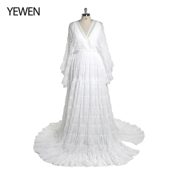 Новейшее элегантное шифоновое вечернее платье, богемное пляжное свадебное платье для женщин, бесплатная доставка YEWEN YW220406-2