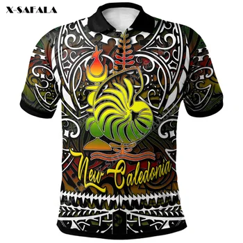 Изготовленная на заказ Мужская рубашка поло с 3D-принтом и гербом Новой Каледонии с полинезийским рисунком, короткий рукав, роскошная футболка, модный топ высокого класса