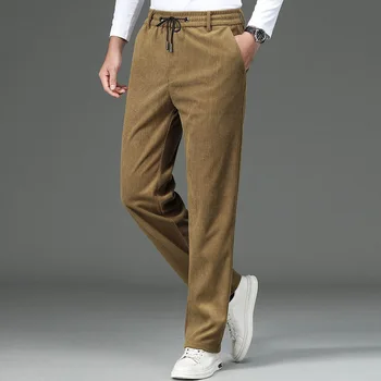 Осенне-зимние мужские вельветовые повседневные брюки 2022, деловая мода, Корея, стрейчевые серые брюки обычного кроя, мужская брендовая одежда