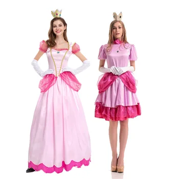Персиковый карнавальный костюм для косплея, наряды на Хэллоуин, Карнавальный костюм для вечеринки, Элегантная принцесса, Необычный костюм королевы, одежда для ролевых игр, женщины