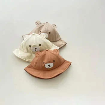 Детская шляпа 2023 Весна и осень Корейская версия новый мультяшный медведь детская шляпа рыбака мальчик детская шляпа бассейна детская шляпа от солнца 48-47 см