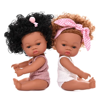 Африканская Черная Кукла Reborn Baby Doll 35 см Reborn Baby Girl Реалистичные Настоящие Детские Куклы 1/6 Силиконовые Интерактивные Игрушки Для Новорожденных В Подарок Для Детей