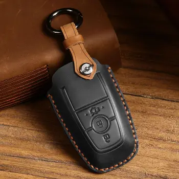 Кожаный чехол для ключей от автомобиля Ford Mondeo Lincoln Aviator Navigator F150 Raptor Focus Брелок для ключей