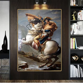 Наполеон Пересек Альпы Знаменитая Масляная печать на Холсте Декоративные Плакаты для Гостиной Крыльцо Домашний Декор Стен Бескаркасный