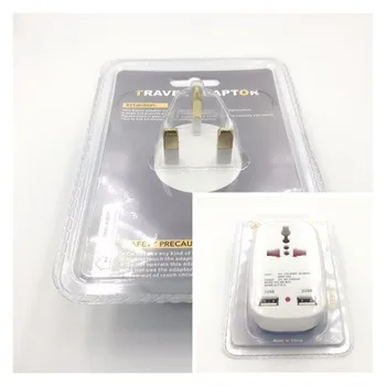 2 порта USB для зарядки Универсальное настенное зарядное устройство для путешествий по всему миру AC Power UK Plug Adapter Адаптер