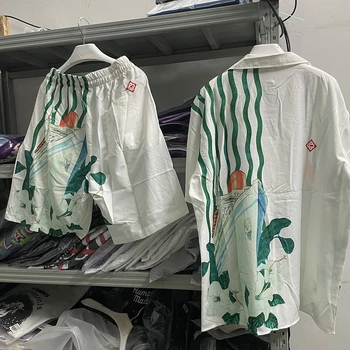 Новая модная рубашка с подкладкой Casablanca, мужские Женские гавайские рубашки, Футболка