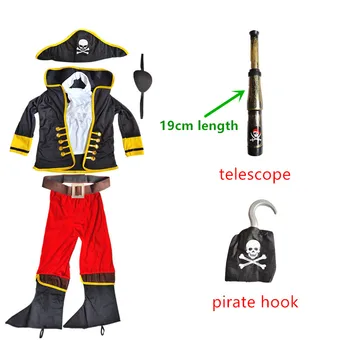 Карибский Джек, Пиратский костюм Капитана, Детский День, Косплей для мальчиков, фэнтезийная одежда, Сумасшедшее праздничное платье