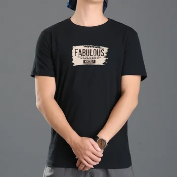 Летняя новая модная брендовая футболка из чистого хлопка с круглым вырезом и коротким рукавом, свободная мужская футболка с английским принтом, одежда на подкладке
