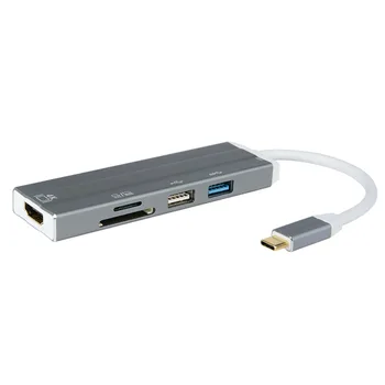 6 В 1 TYPE-C КОНЦЕНТРАТОР Адаптер аудиокабеля для передачи данных USB 3.0 USB 2.0 TF SD HDMI концентратор TYPE-C Адаптер HDMI