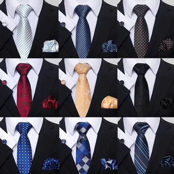 Новые Горячие цвета, Европейский стиль, полиэстер в клетку, 7,5 см, Набор галстуков для мужчин, Носовой платок, Запонка, галстук, Шейный платок, подарок мужчине