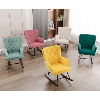 Удобное кресло-качалка из бархатной ткани для гостиной с высокой спинкой и уютным подлокотником, грузоподъемность 300 фунтов, 5 цветов [на складе в США]
