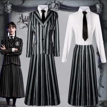 Школьная форма Wednesday Addams для косплея, костюм для девочек, 2023, Новые платья для детей, Сетчатые вечерние платья для девочек, Карнавальные костюмы