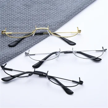Модные маленькие очки в полукадровой оправе Сверхлегкие прозрачные очки Портативный подарок для мужчин и женщин Плоские БЕЗ зеркала