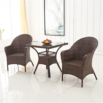 Современная комбинация стола и стула из ротанга на открытом воздухе, Простой стол и стул для отдыха, гостиная, Балкон, журнальный столик, ротанговый стул Z