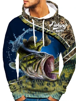 Мужская толстовка с капюшоном с 3D-принтом, весенне-осенние свитера с рыбами и животными, свитера с длинными рукавами, уличная мода, одежда в стиле хип-хоп