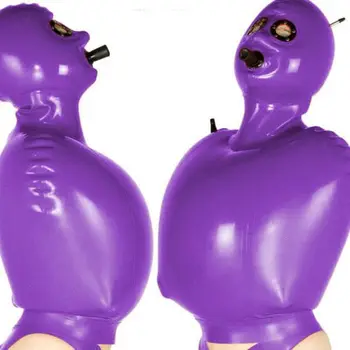 100% Латексный резиновый комбинезон, надувной фиолетовый костюм для всего тела XS ~ XXL