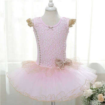 Розовое Кружевное Балетное Платье-Пачка-Трико Для Девочек, Детская Одежда Для Балерины, Детский Милый Балетный Костюм 