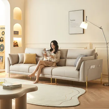 Новая технология, тканевый диван, гостиная, небольшой дом, кремовый стиль, современный, простой, прямой, итальянский стиль, легкий и роскошный