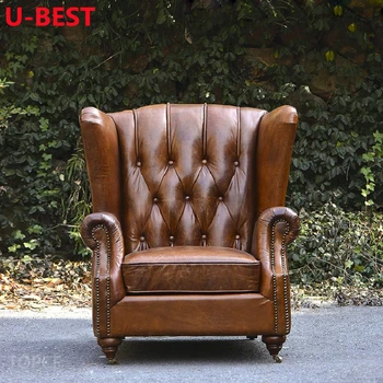 U-лучший повседневный одноместный диван в стиле ретро, тканевый диван, кресло с высокой спинкой, удобное кресло для отдыха