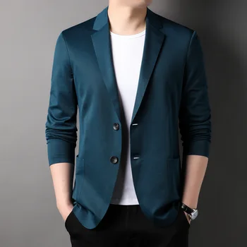 Весенний Новый мужской повседневный бесшовный блейзер в молодежном корейском стиле, тонкий срез, однотонный приталенный мужской костюм, куртка, мужская одежда, новинка 2023 года
