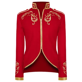 Мужская средневековая винтажная куртка, однотонное пальто с вышивкой, воротник-стойка, косплей-костюм принца Короля, Викторианская куртка, топы