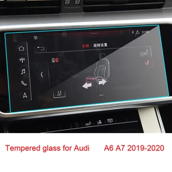 Автомобильная Навигация Экран Из Закаленного Стекла Защитная Пленка Наклейка Радио GPS LCD Guard Для Audi Q8 A6 A7 2019 2020 Автомобильная Навигация Tem