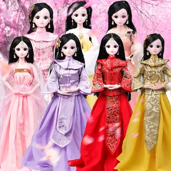 60 см Китайская Кукла с Древними Костюмами Одежда Hanfu Подмигивающие Глазки Принцесса 1/3 BJD Кукла С Шариковыми Шарнирами Игрушки для Девочек Игрушки
