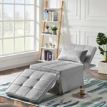 Бархатный раскладной диван-кровать-спальное место с регулируемой спинкой