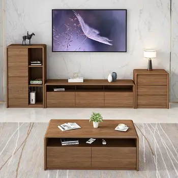 Комбинация ТВ-шкафа и журнального столика, Современный минималистичный Скандинавский Дизайн, Небольшая квартира, Гостиная, Домашняя Экономичная мебель из массива дерева