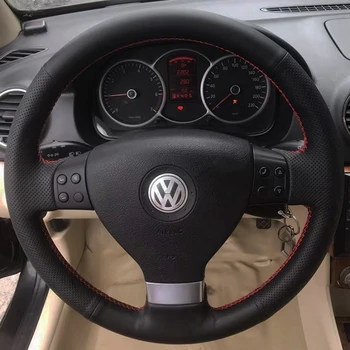 Оплетка крышки рулевого колеса автомобиля из искусственной кожи для Volkswagen Golf 5 Mk5 Passat B6 Tiguan 2007 - 2011 Автомобильные аксессуары